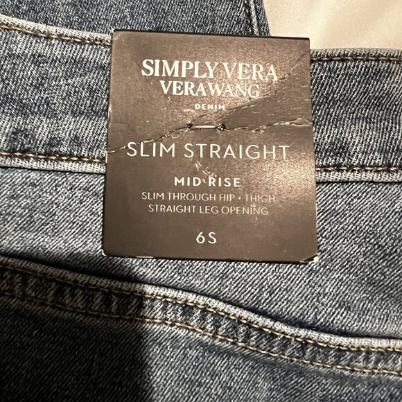 NWT Simply Vera Vera Wang Women's Slim Straight Mid-Rise Jeans size 6 short - Picture 8 of 10